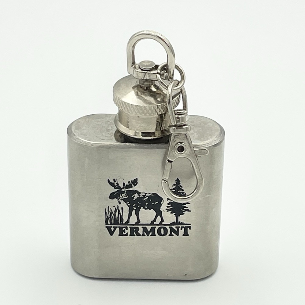 Vermont‎ State Hip Flask Keychain Moose Elk Nature Metal Souvenir